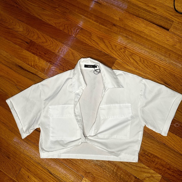 Basic Flap Pocket Twist Hem Shirt - Picture 3 of 4